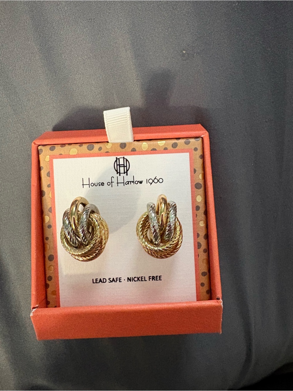 House of Harlow 1960 Two-Tone Gold & Silver Knot Earrings